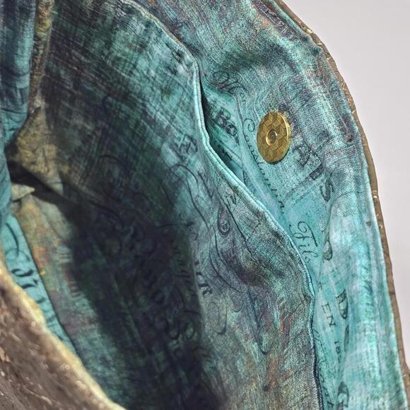 Nautipup Midge Glam Handbag Green And Gold Metallic Flake Cork From Portugal - Picture 9 of 11